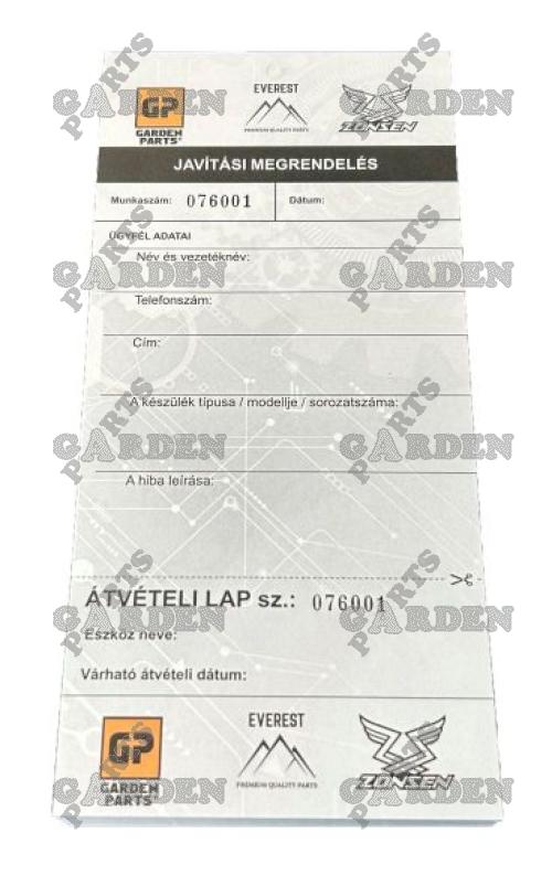 CARTA DI RIPARAZIONE SERVIZIO HU 100 pezzi